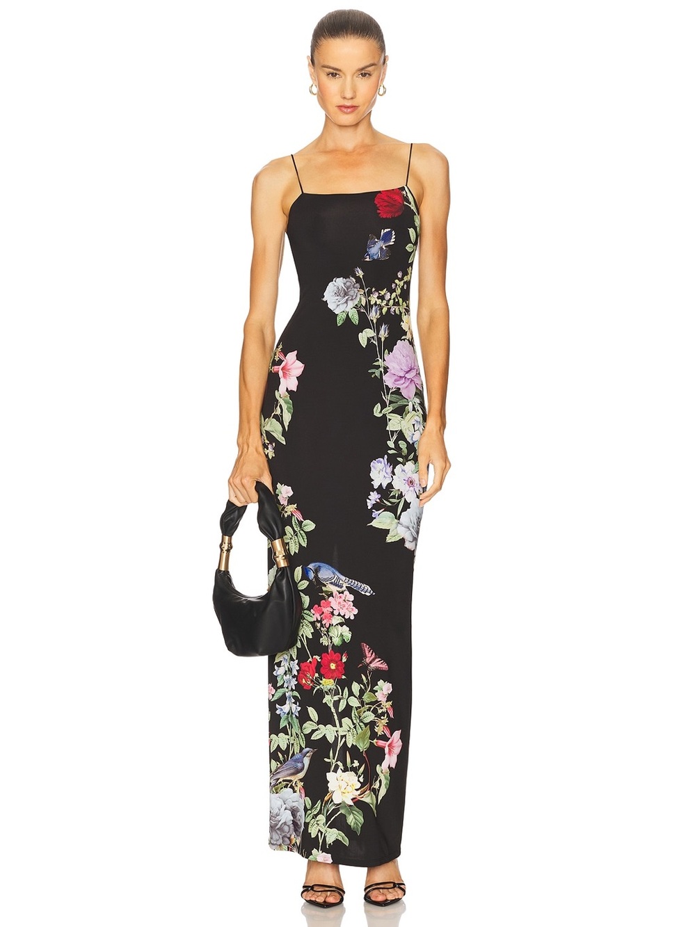 NEW Alice + Olivia Fifi Maxi Dress In Black Size 10 - Picture 3 of 16